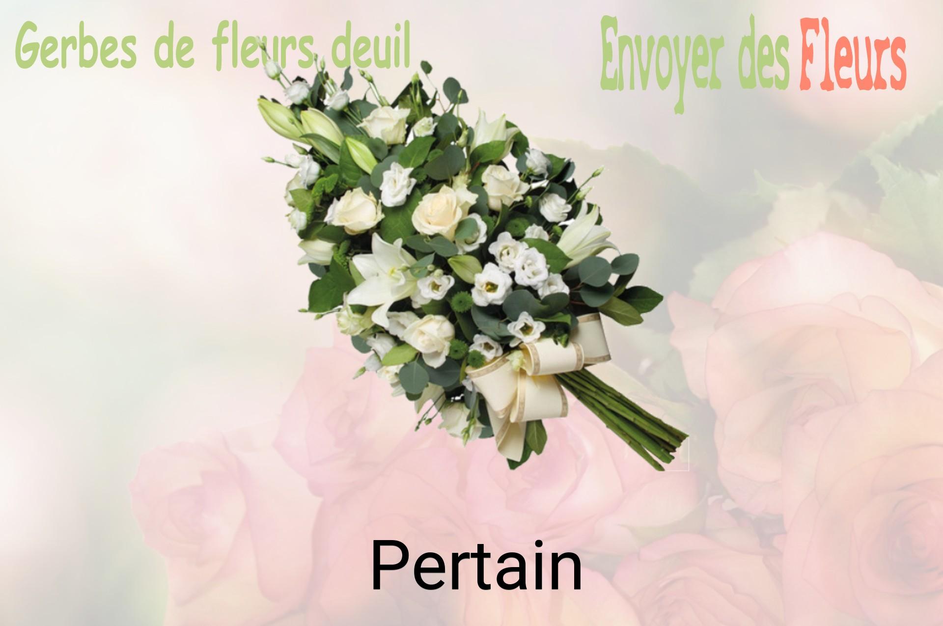 Gerbe de fleurs de deuil livrée à Pertain